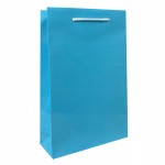 Torebka papierowa laminowana BŁĘKITNA 17,5x6,5x26,5 cm