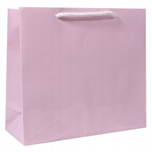 Torebka papierowa laminowana RÓŻ JASNY 17,5x6,5x15,5 cm