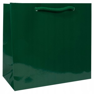 Torebka papierowa laminowana ZIELONA 17,5x6,5x15,5 cm