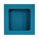 NIEBIESKIE pudełko na prezent 13x13x3cm z okienkiem