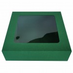 ZIELONE pudełko na prezent 20x20x6cm z okienkiem
