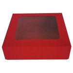 CZERWONE pudełko na prezent 20x20x6cm z okienkiem