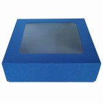 GRANATOWE pudełko na prezent 20x20x6cm z okienkiem