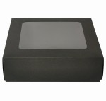 CZARNE pudełko na prezent 20x20x6cm z okienkiem