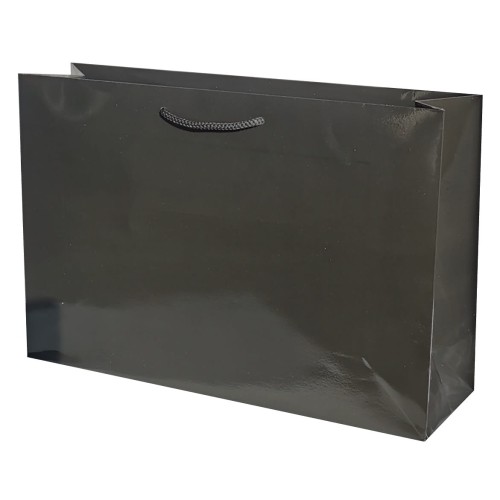 Torebka papierowa laminowana czarna 35x10x25 cm