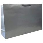 Torebka papierowa laminowana SREBRNA 35x10x23 cm