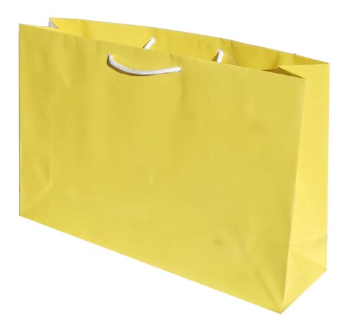 Torebka papierowa laminowana żółta 35x10x25 cm