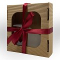13x13 pudełko z okienkiem wiśniowa wstążka przód