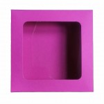 FUKSJA pudełko na prezent 13x13x3cm z okienkiem (magenta)