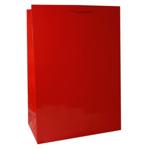 Torba papierowa laminowana CZERWONA 34x14x44 cm