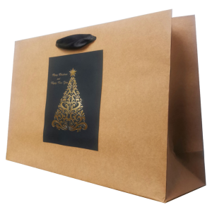 Świąteczna torba prezentowa 35x10x23 cm - elegancka choinka (kraft)