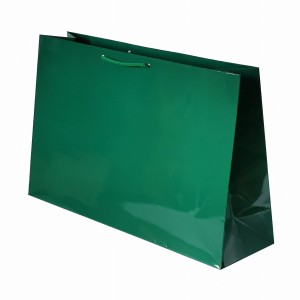 Torebka papierowa laminowana ZIELONA 35x10x23 cm