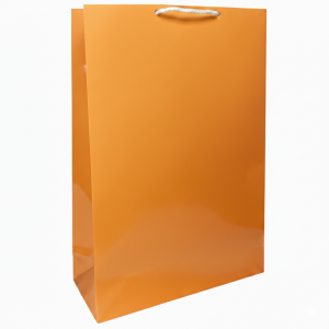 Torebka papierowa laminowana POMARAŃCZOWA 24x9x36 cm