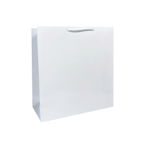 Torebka papierowa laminowana BIAŁA 24x9x27 cm