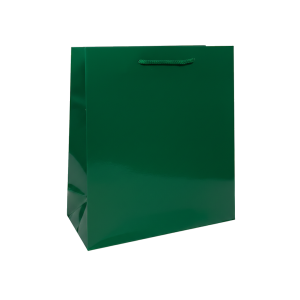 Torebka papierowa laminowana ZIELONA 24x9x27 cm