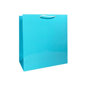 Torebka papierowa laminowana BŁĘKITNA 24x9x27 cm