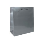 Torebka papierowa laminowana SREBRNA 24x9x27 cm