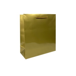 Torebka papierowa laminowana ZŁOTA 24x9x27 cm
