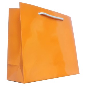 Torebka papierowa laminowana POMARAŃCZOWA 17,5x6,5x15,5 cm 