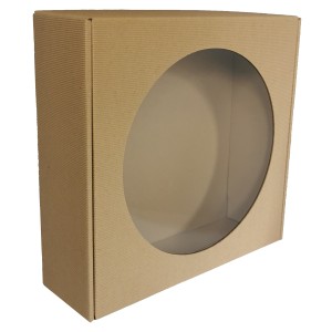 Pudełko prezentowe z okienkiem 30x30x10 cm z eko-tektury falistej prążkowanej