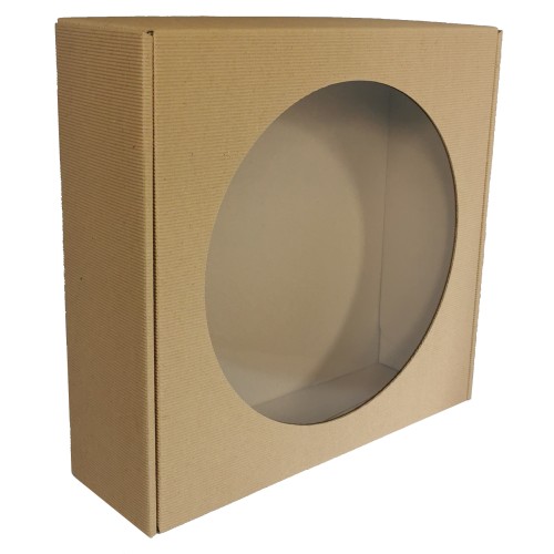 Pudełko fefco 427 z okienkiem  rozmiar 30x30x10 cm widok z przodu